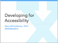 Slides for talk titled Developing for Accessibility, by Mark Sadecki in HTML format
